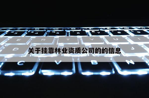 关于挂靠林业资质公司的的信息